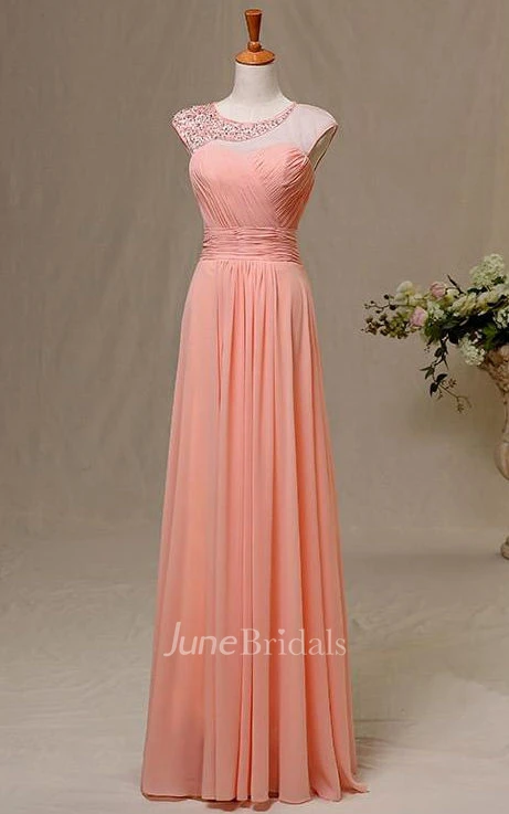 A-line Maxi Sweetheart Beading Keyhole Chiffon Dress