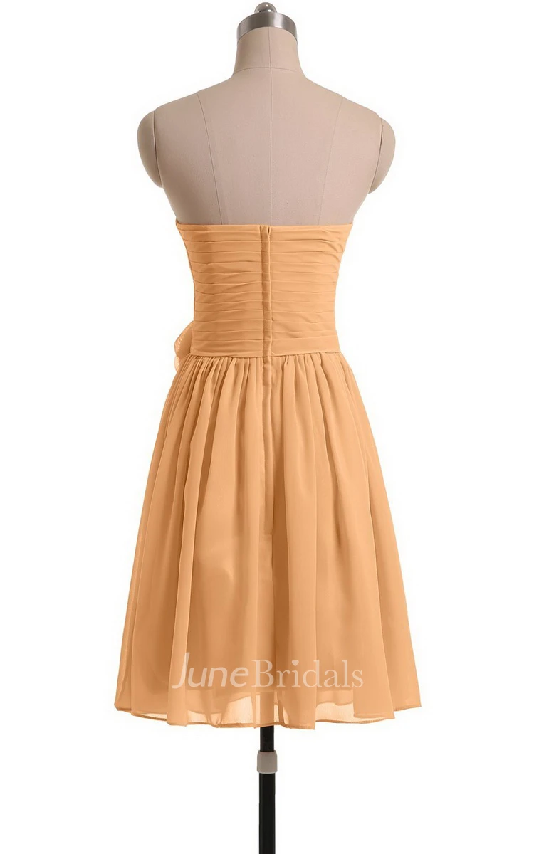 Sweetheart A-line Short Chiffon Dress With Flower
