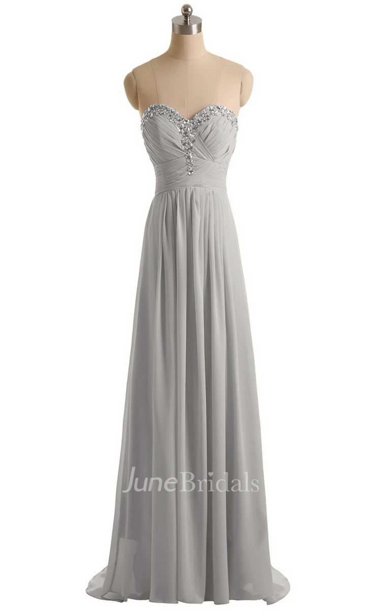 Sweetheart Crystal-beaded A-line Gown With Train