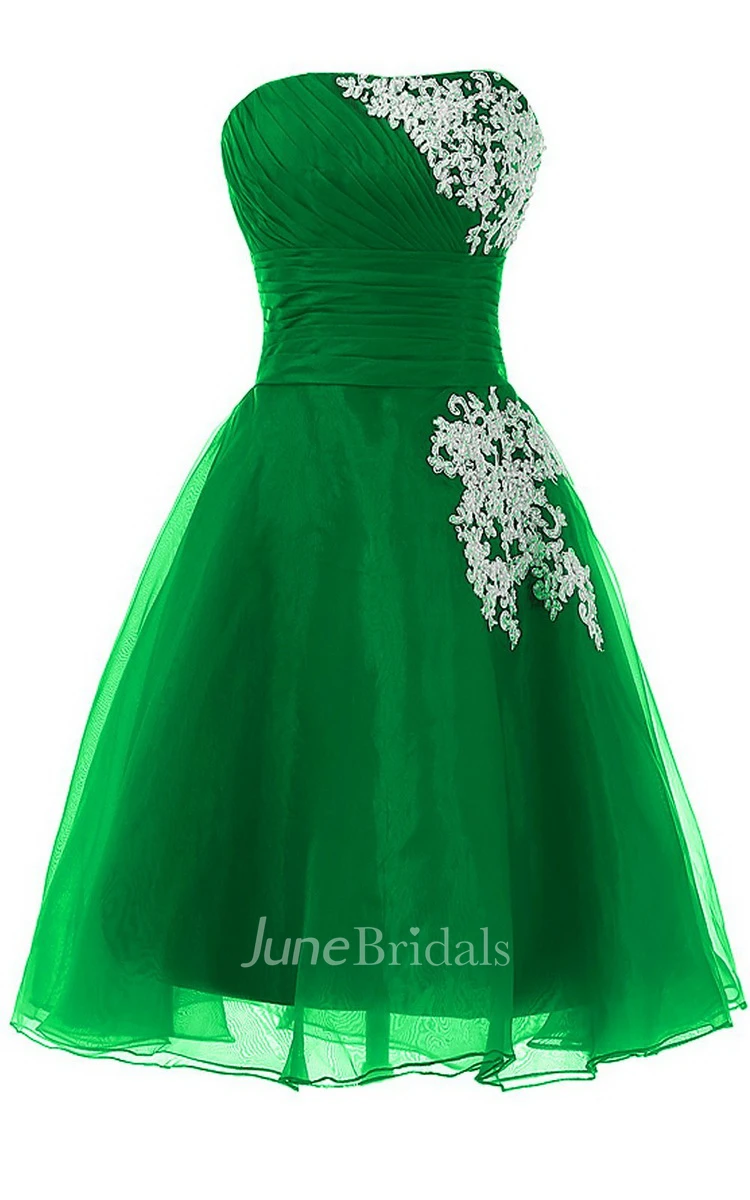 Strapless A-line Wedding Dress With Lace Appliques