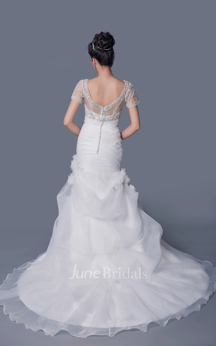Amazing A-line Organza Wedding Dress With Beaded Jacket