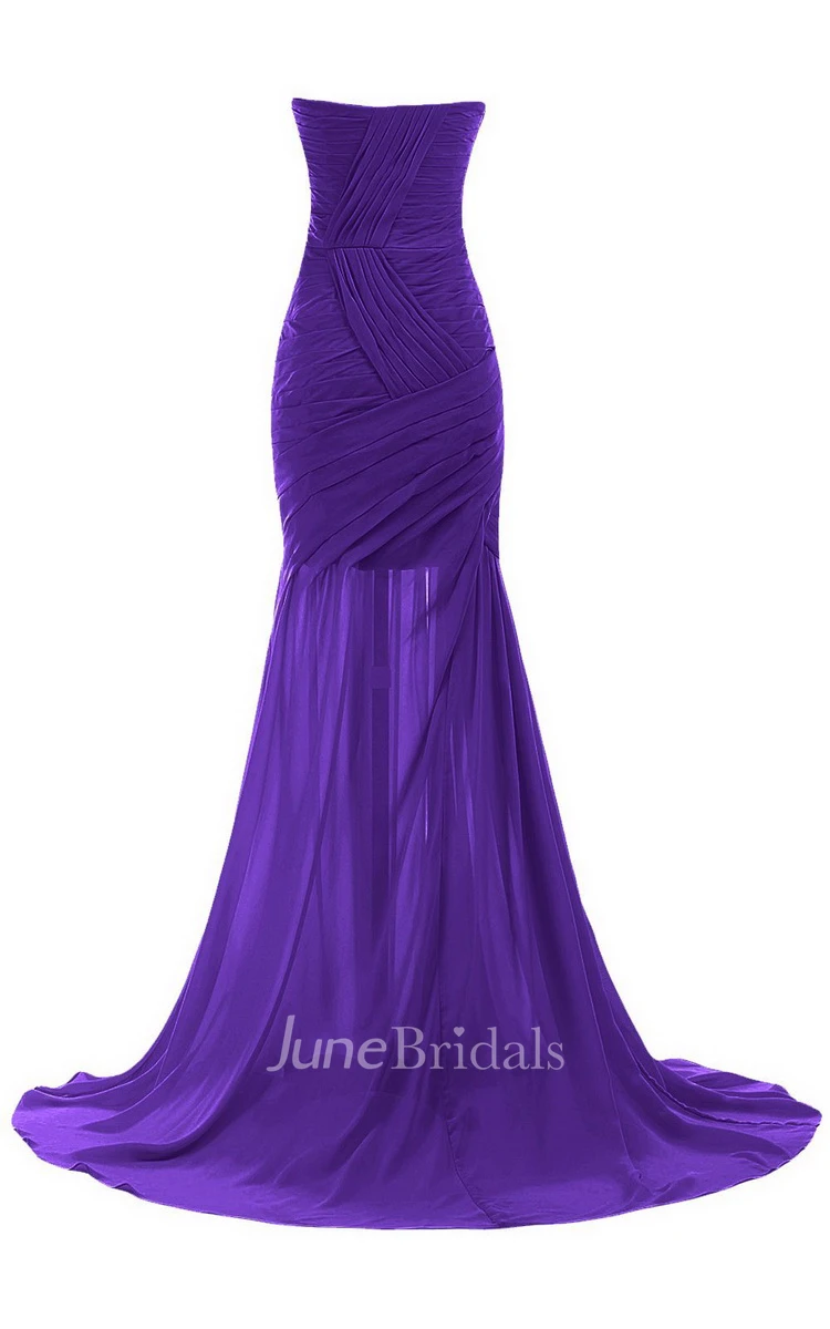 Sweetheart Sweep Train Gown With Ruching and Beading