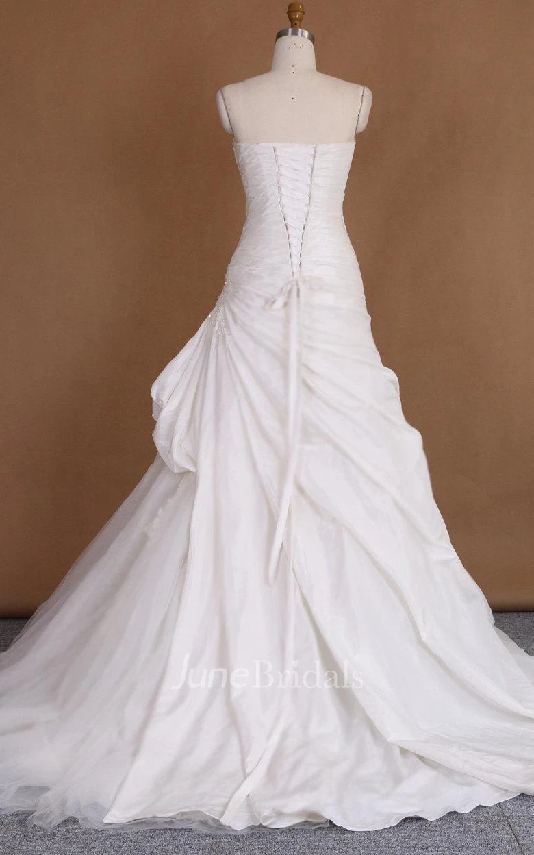 Trumpet Tulle Lace Satin Dress With Sequins Appliques