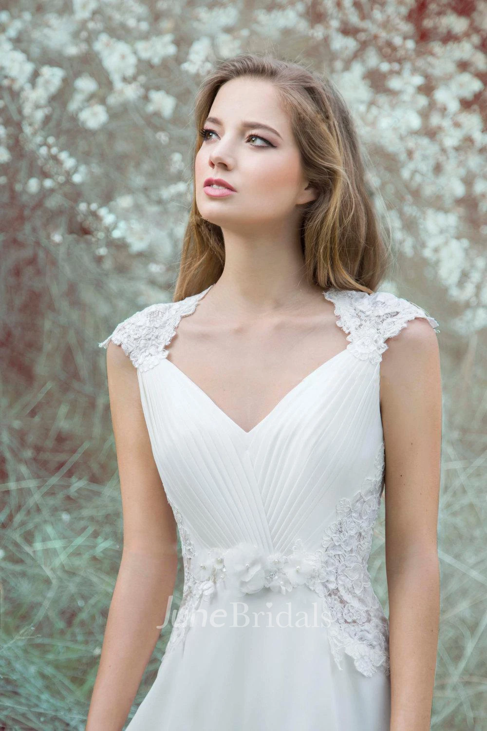 Chiffon Satin Floral Lace Wedding Dress