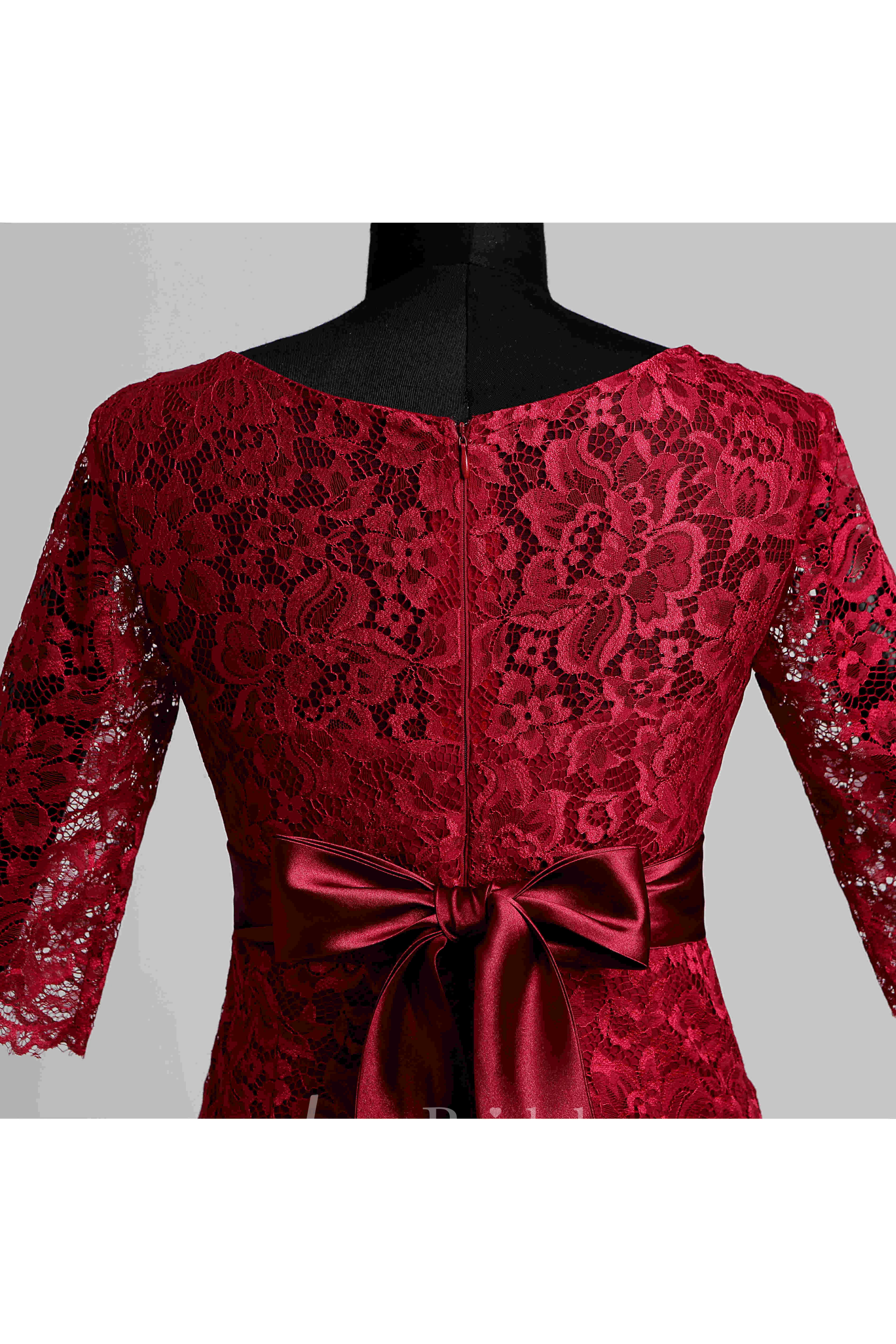 Illusion Half Sleeve Jewel Neck Knee-length Lace Maternity Dress