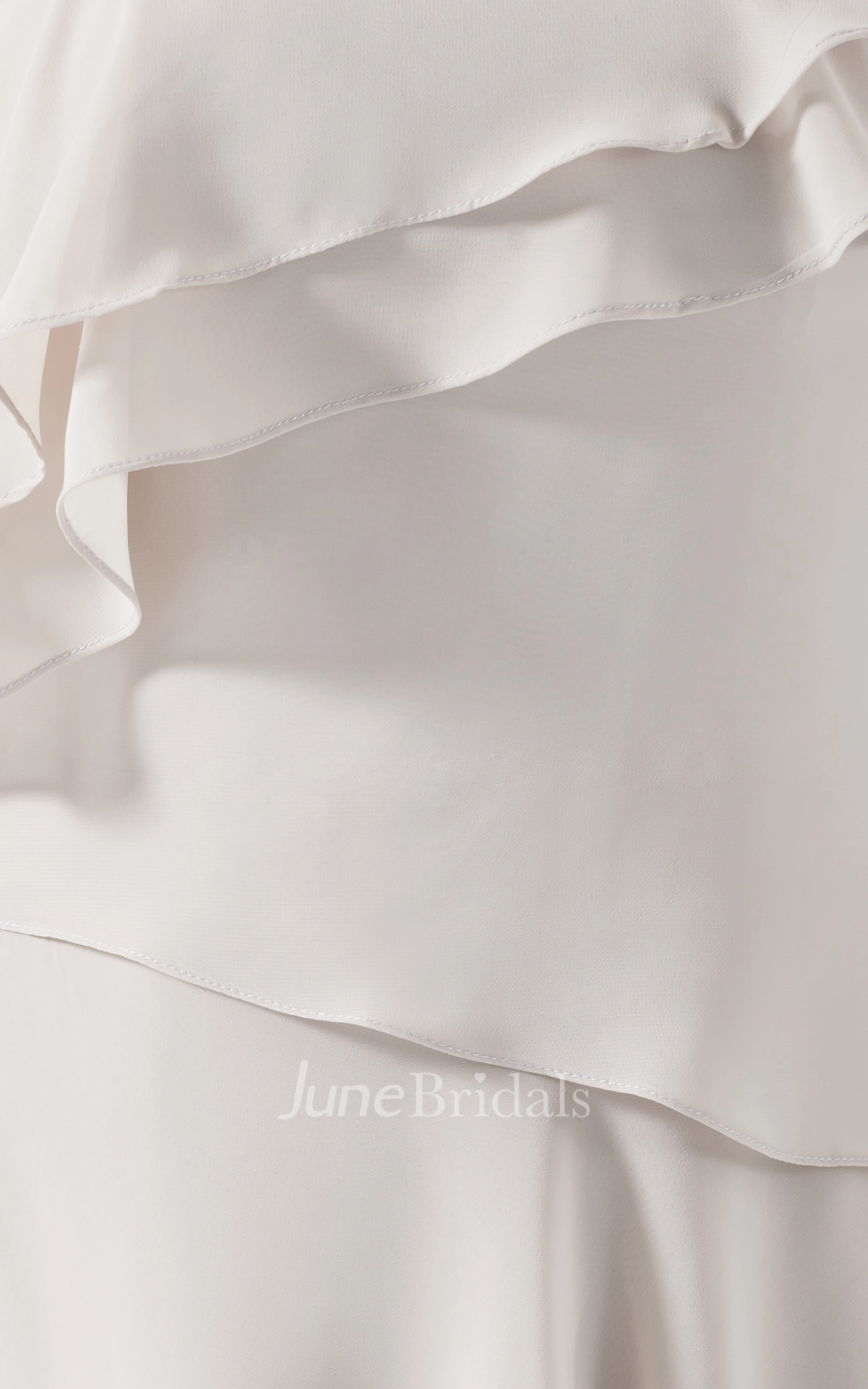 One-Shoulder Floor-Length Chiffon Dress With Tiers