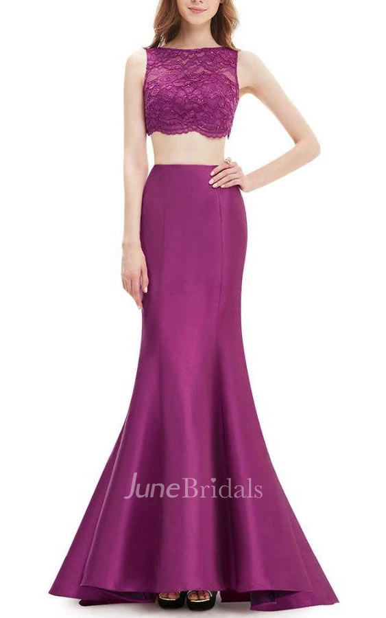 Trumpet Maxi Sleeveless Dress with Bateau Neck