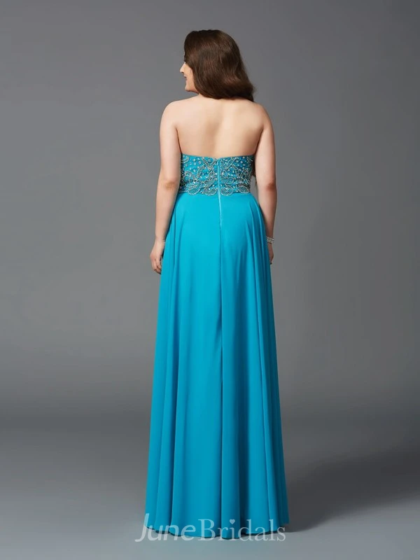 A-line Floor-length Sweetheart Sleeveless Jersey Beading Backless Dress