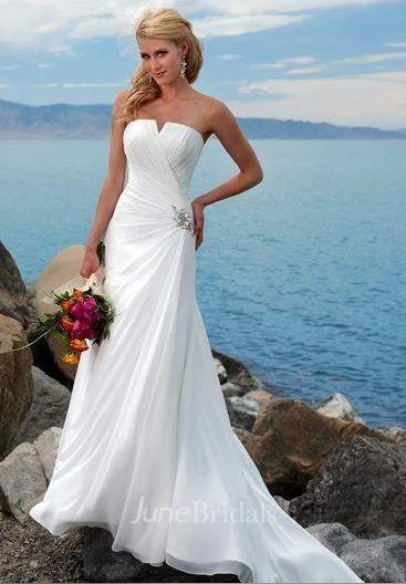 white strapless chiffon dress