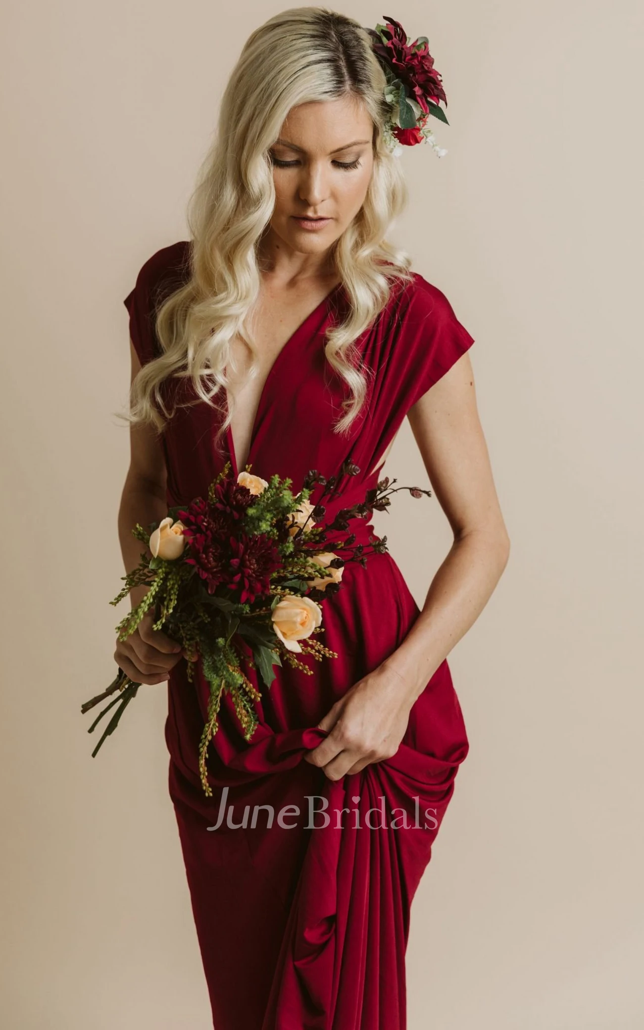 Maxi Wine Red Bridesmaid Infinity Convertible Wrap Multiway Dress