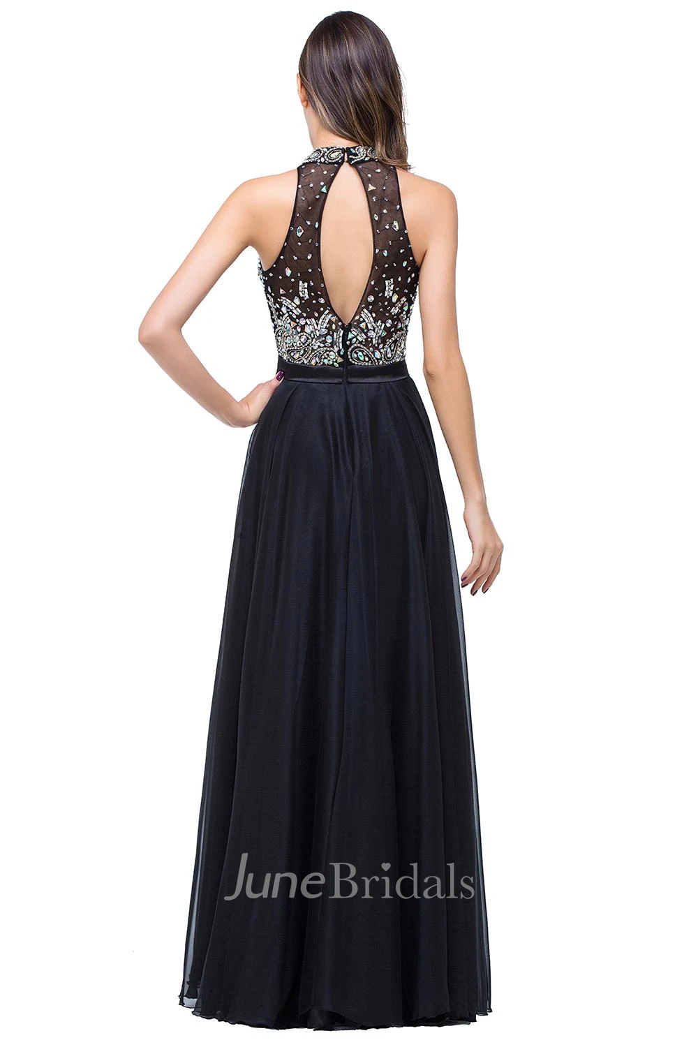 Newest High Neck Crystals Prom Dress A-line Zipper