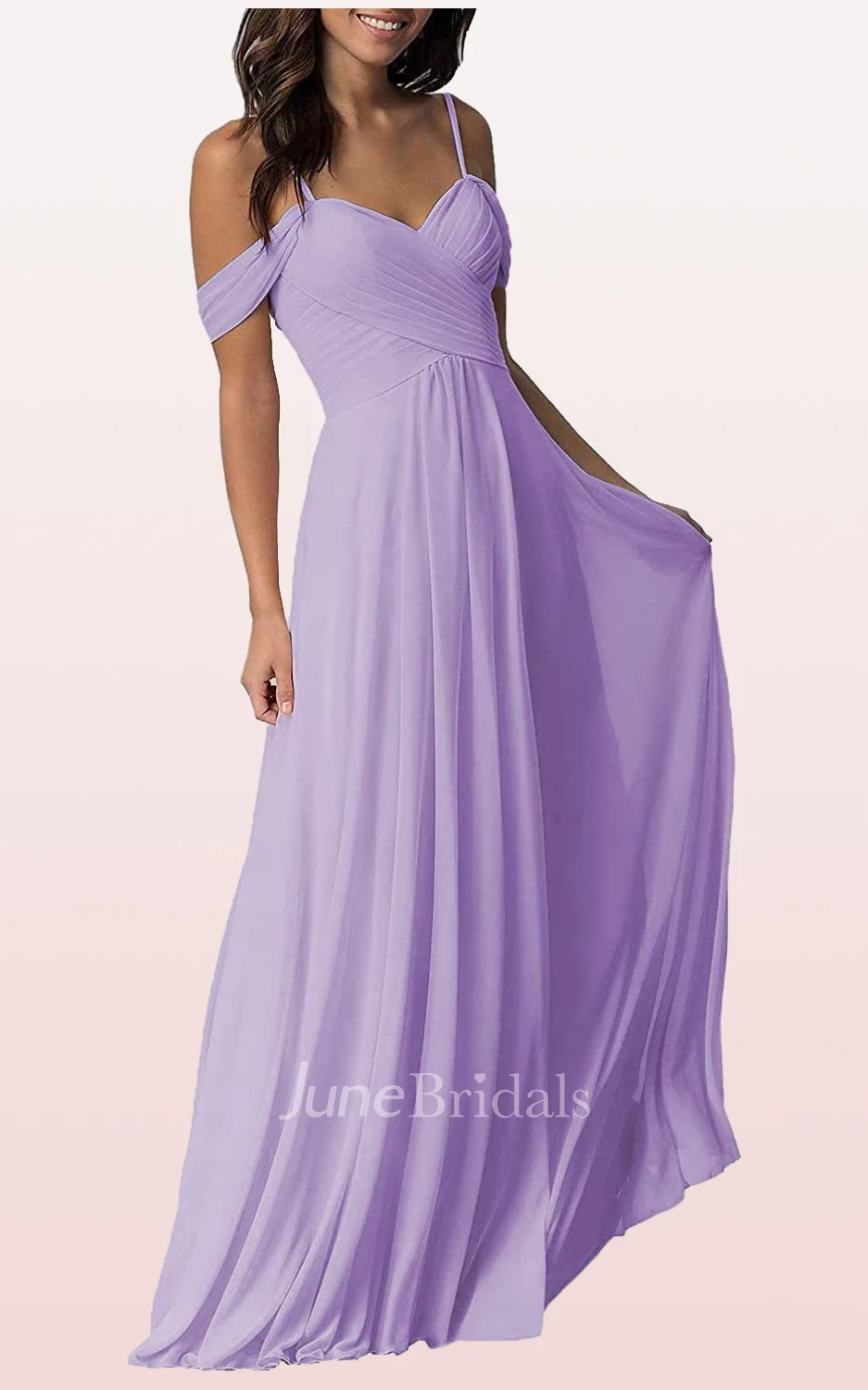 Simple A Line Off-the-shoulder Chiffon Sleeveless Bridesmaid Dress