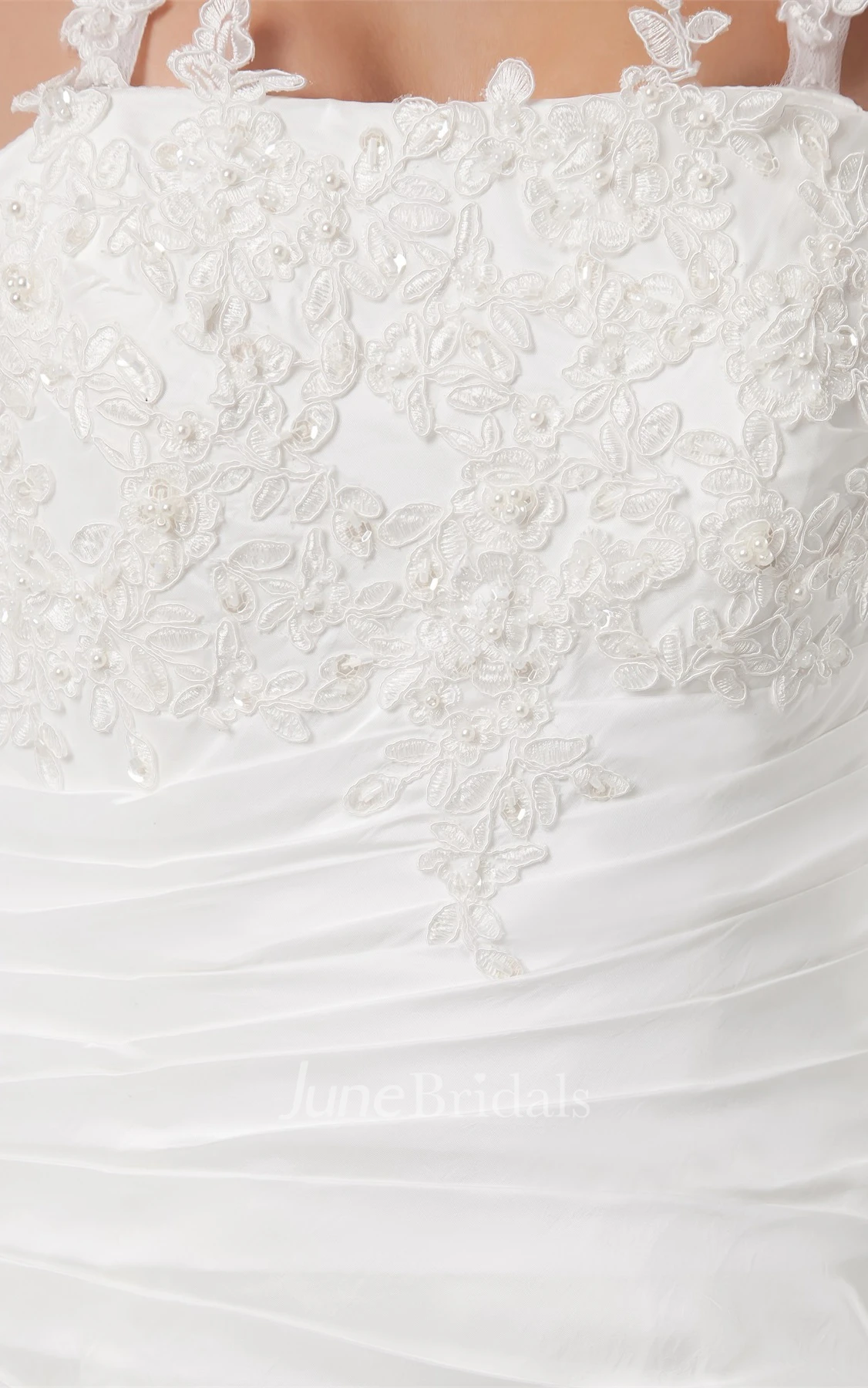 Strapped A-Line Pick-Up Gown with Appliques