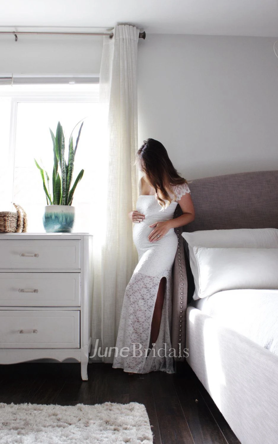 Bohemian Maternity Fitted Lace Gown Maternity The Ryn Dress