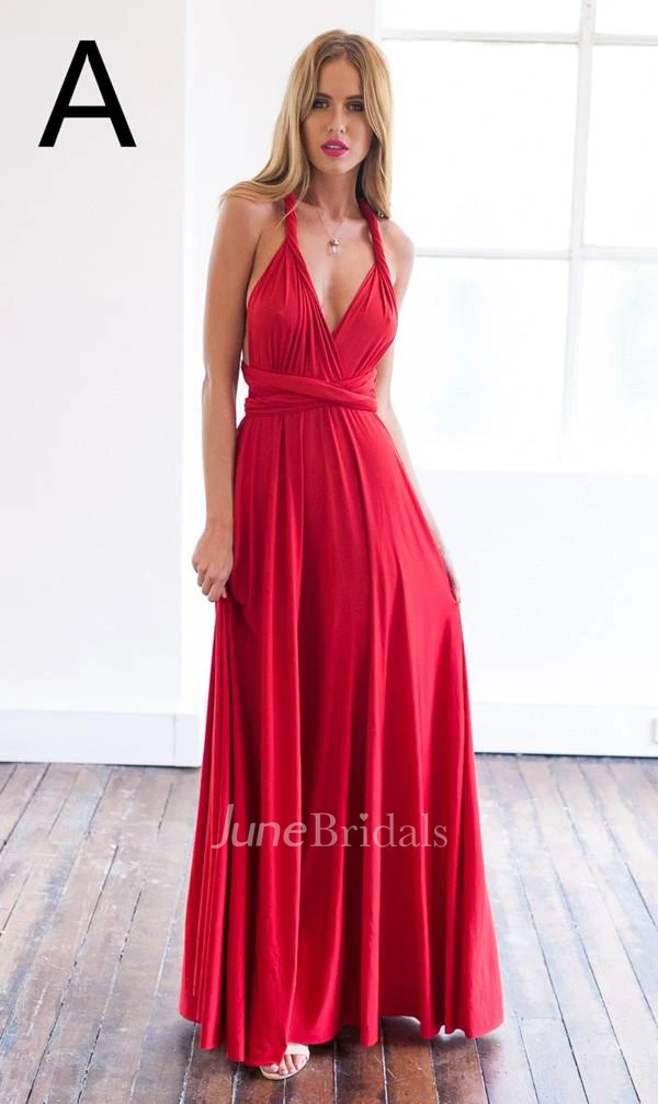 Sexy A-line Sleeveless Red Detached Prom Dress Floor-length