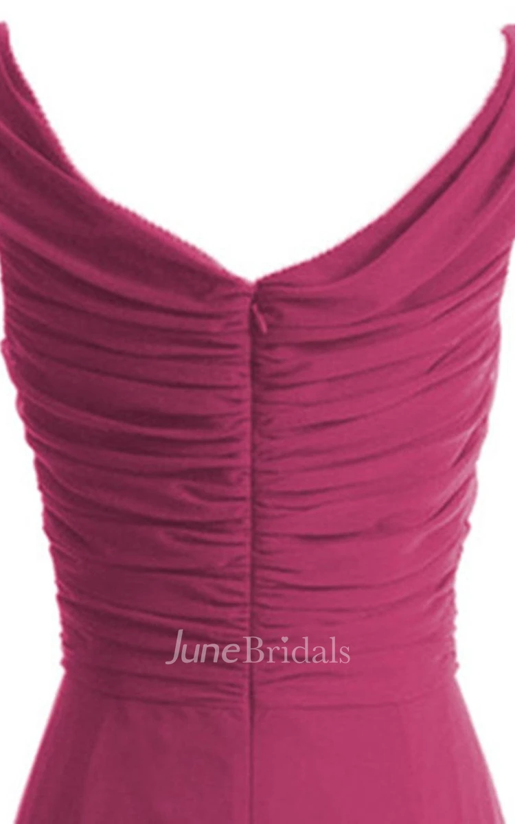 V-neckline Floor-length Dress With Zipper Back