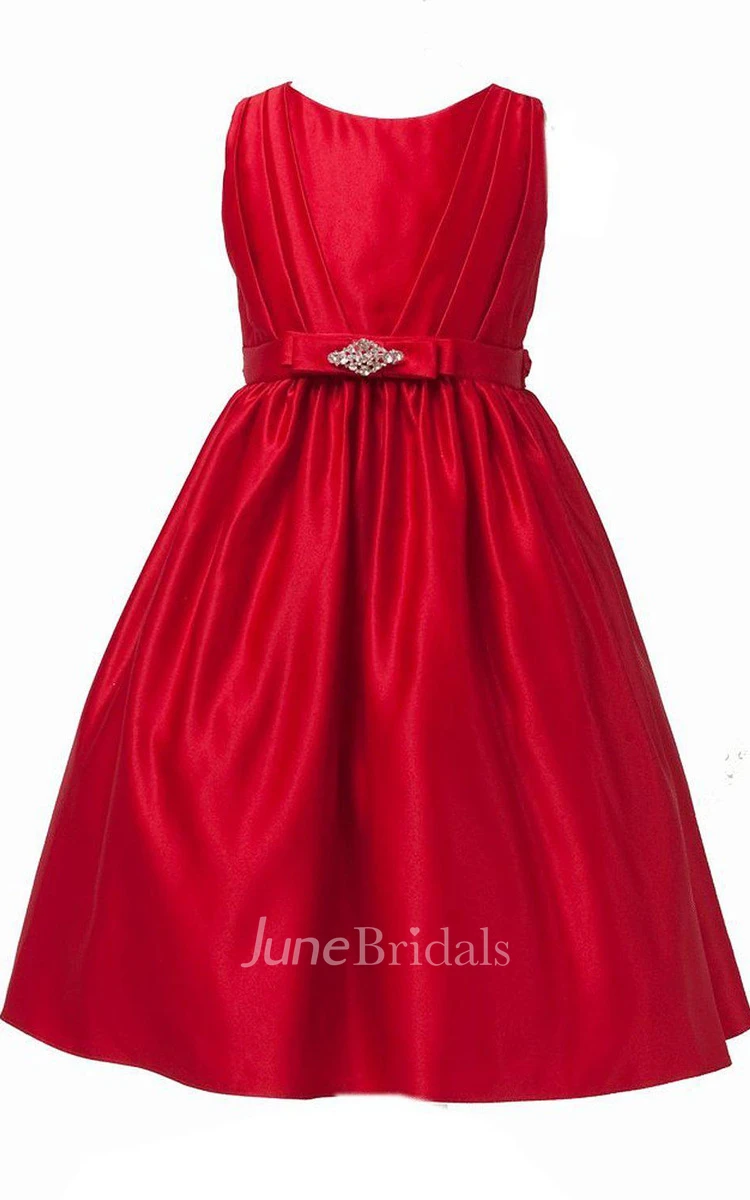 Sleeveless A-line Ruched Dress With Beadings