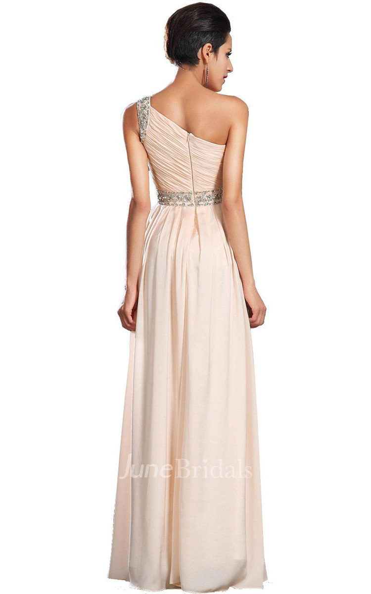 One-shoulder Chiffon Dress With Side Slit
