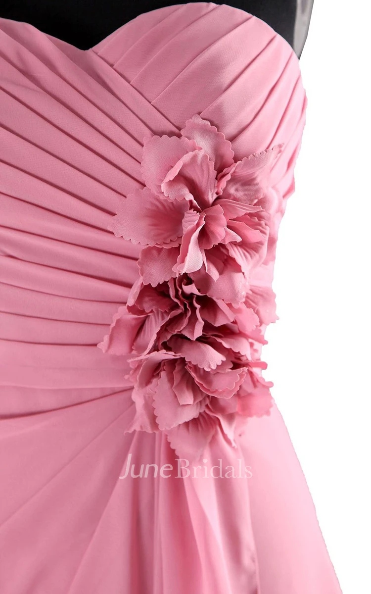 Sweetheart Short Dress With Draping and 3D Flower