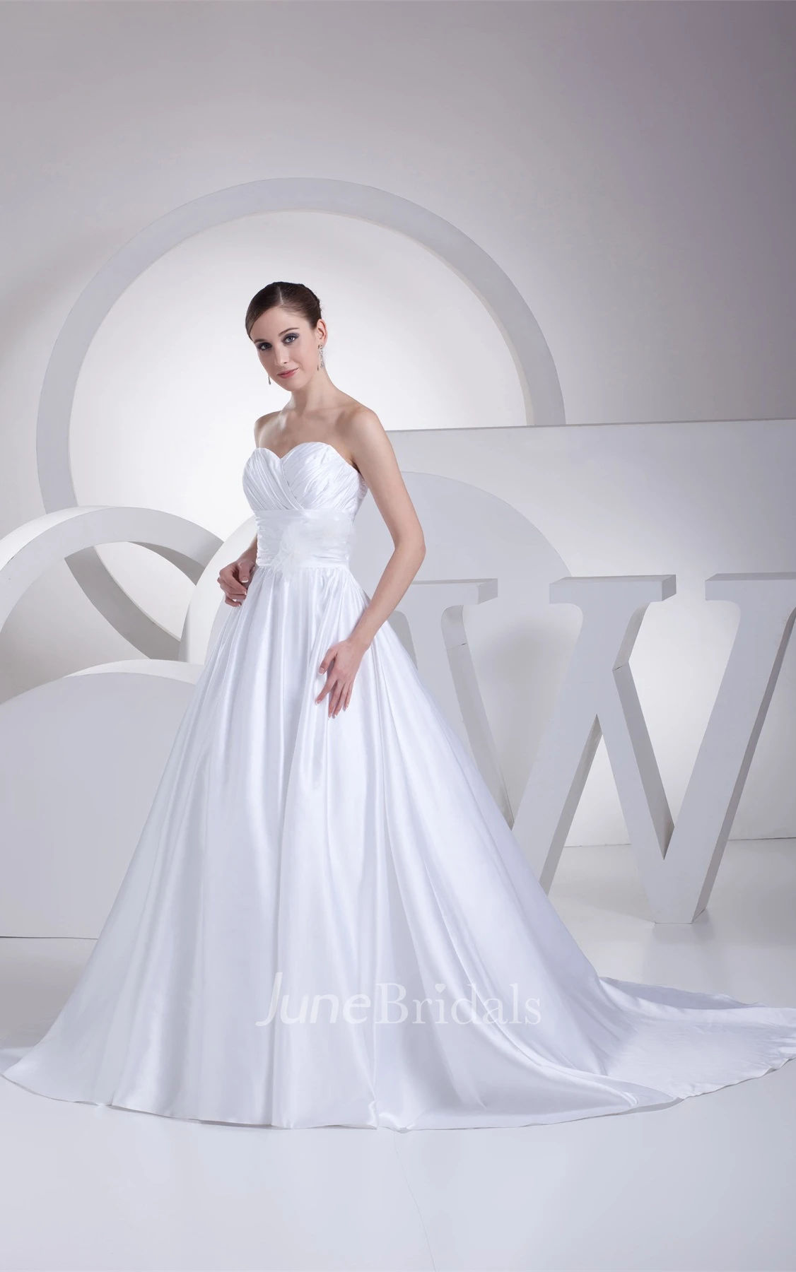 Sweetheart Criss-Cross Pleated Ball Gown with Floral Waist