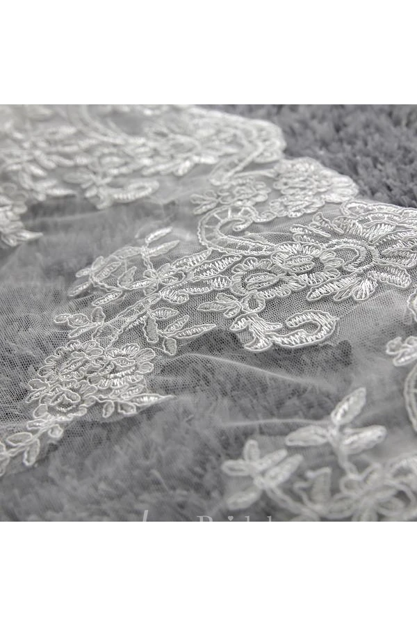 Romantic Lace Tulle Ball Gown Wedding Dress 3 4-Long Sleeve