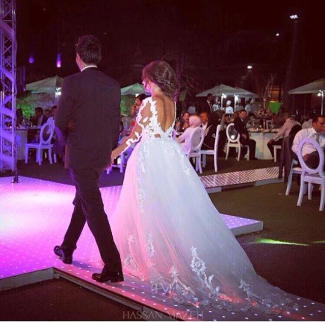 Delicate Tulle Lace Appliques Detached Wedding Dress Long Sleeve