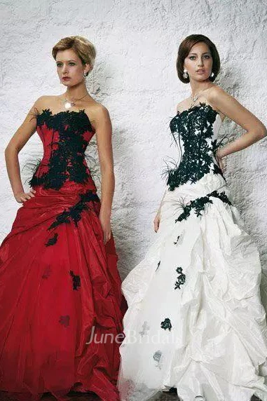 A-Line Sweetheart Taffeta Floor-length Sweep Train Sleeveless Wedding Dress