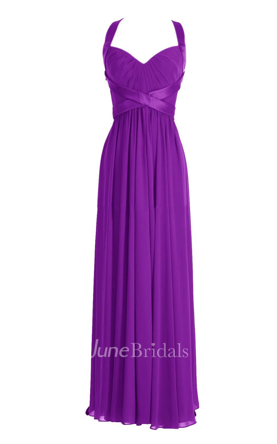 Sleeveless Ruched Bodice Long Pleated Chiffon Dress