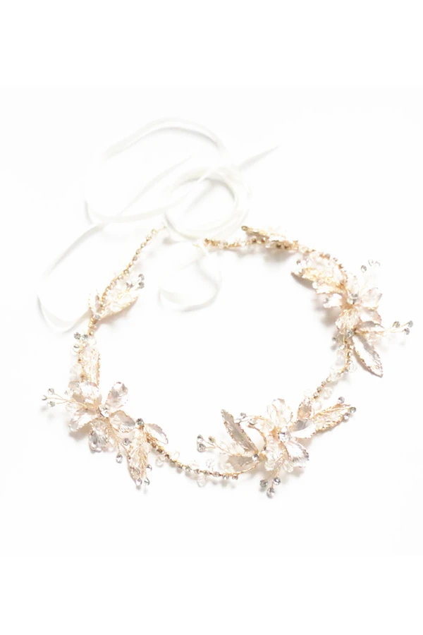 Western Style Handmade Beautiful Flowers Leaves Vine Rhinestones Crystal Soft Band