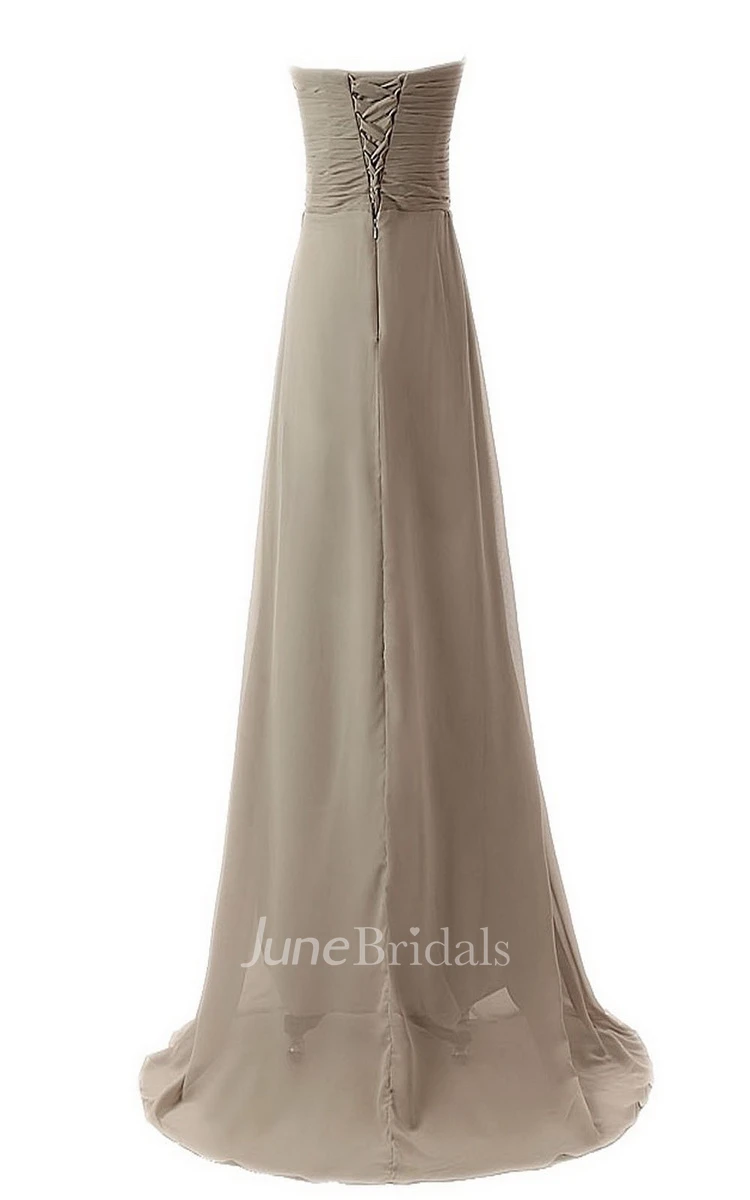 Chic Sweetheart Ruched A-line Gown With Lace-up Back