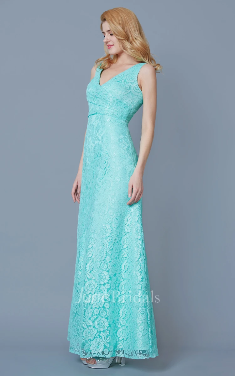 Exquisite V Neck Long Lace Formal Dress