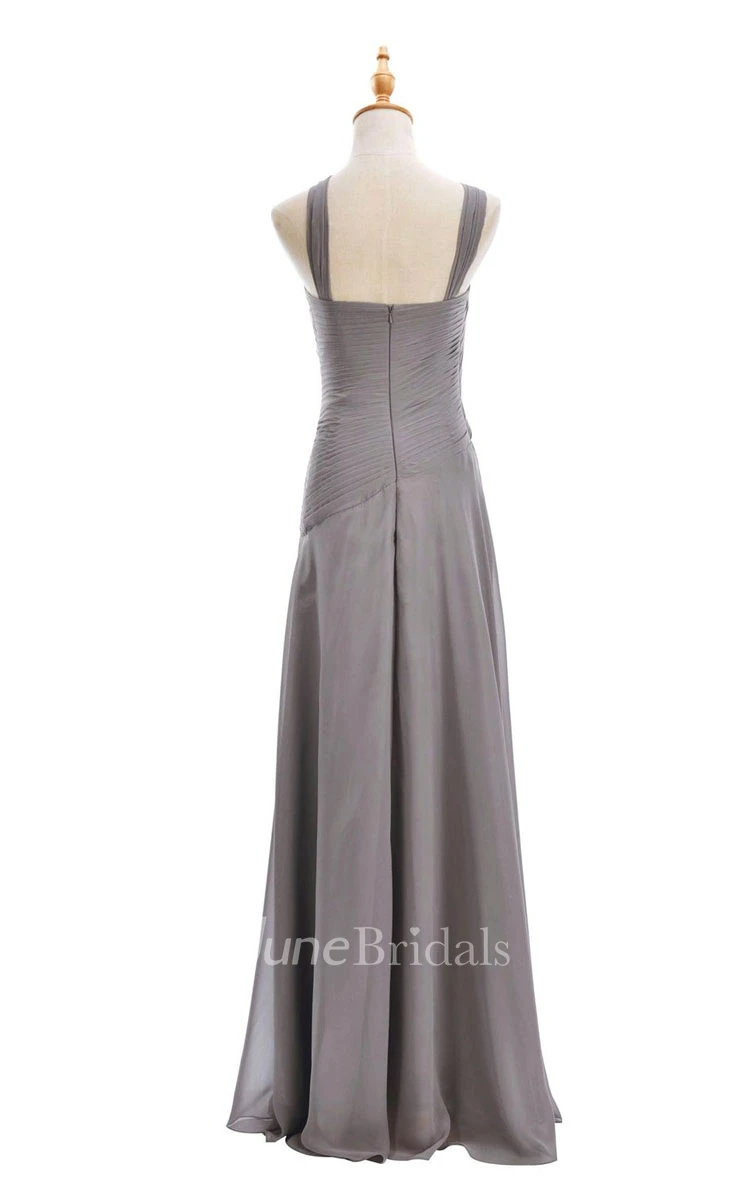 One-shoulder Sweetheart Long Empire Dress With Side Slit