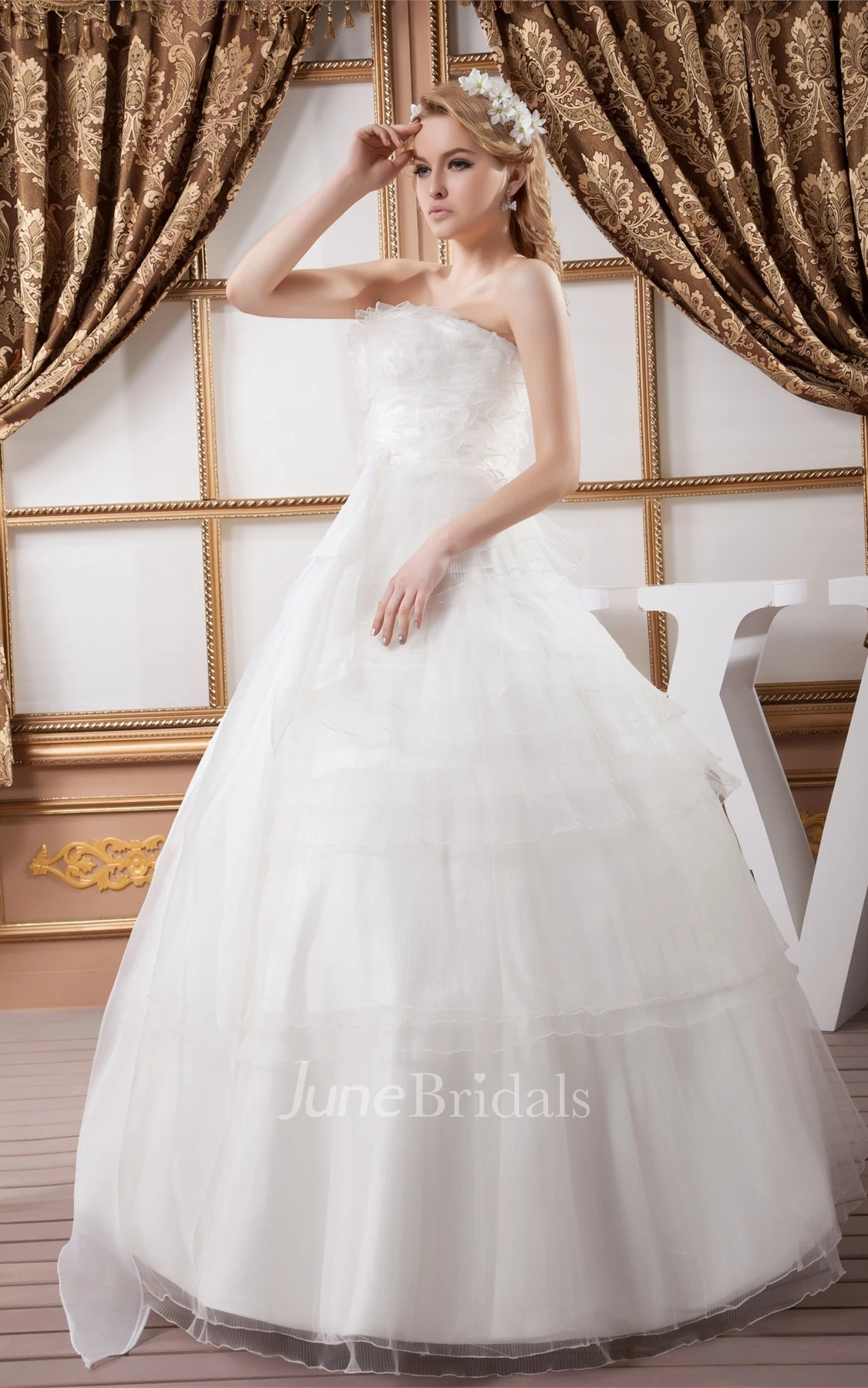 A-Line Tulle Strapless Ball Gown with Bow
