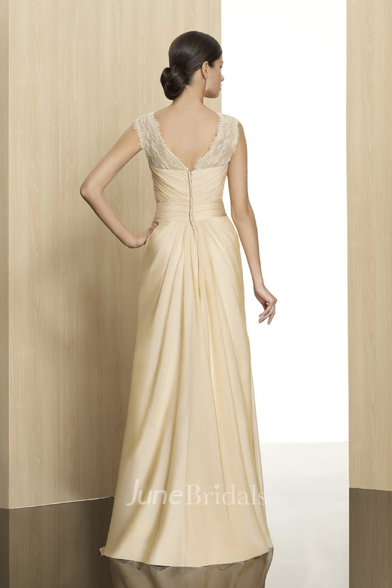 Maxi Sleeveless Appliqued Scoop Neck Jersey Formal Dress With Low-V Back