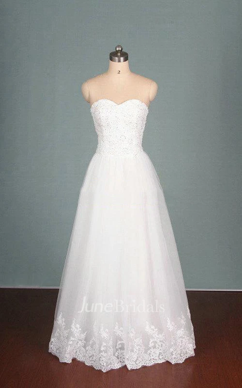 Sleeveless Sweatheart Tulle Dress With Appliques And Beading Detail
