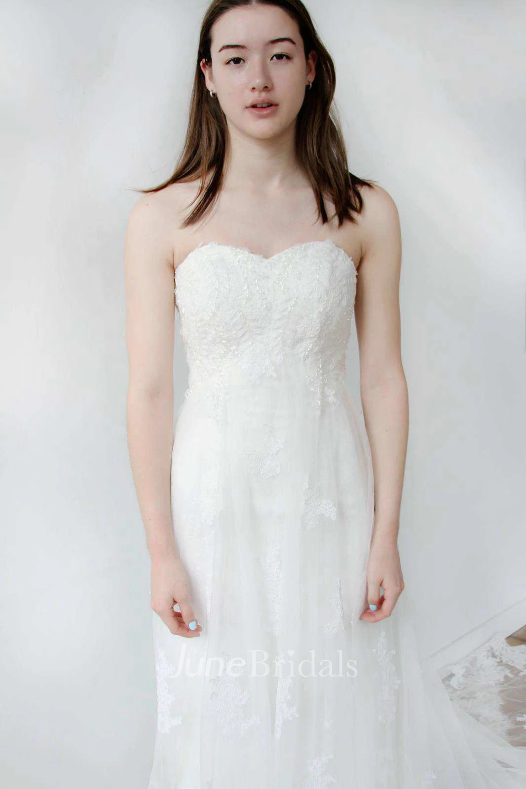 Empire Straps Empire Beaded Lace Wedding Dress