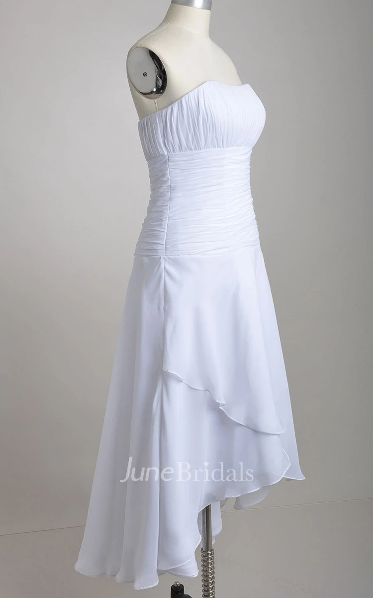 Strapless High-low A-line Chiffon Short Dress With Asymmetrical Front