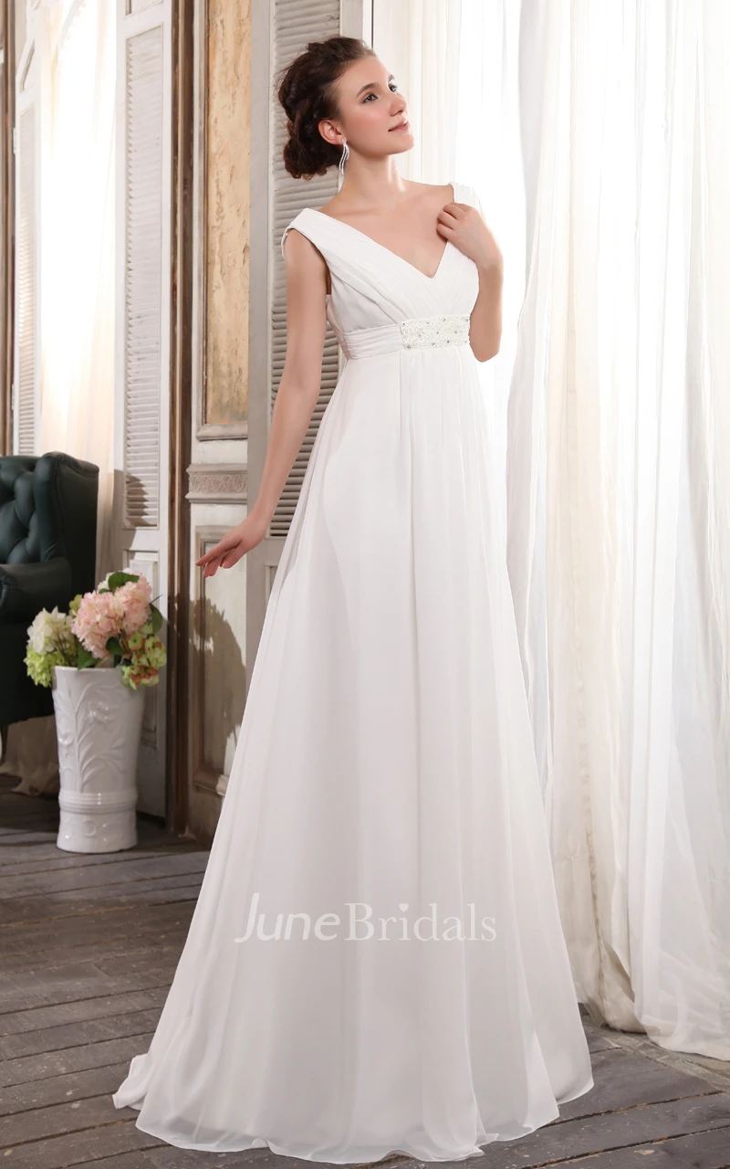 Adorable Strapless Deep Empire Gown With Crystal Detailing