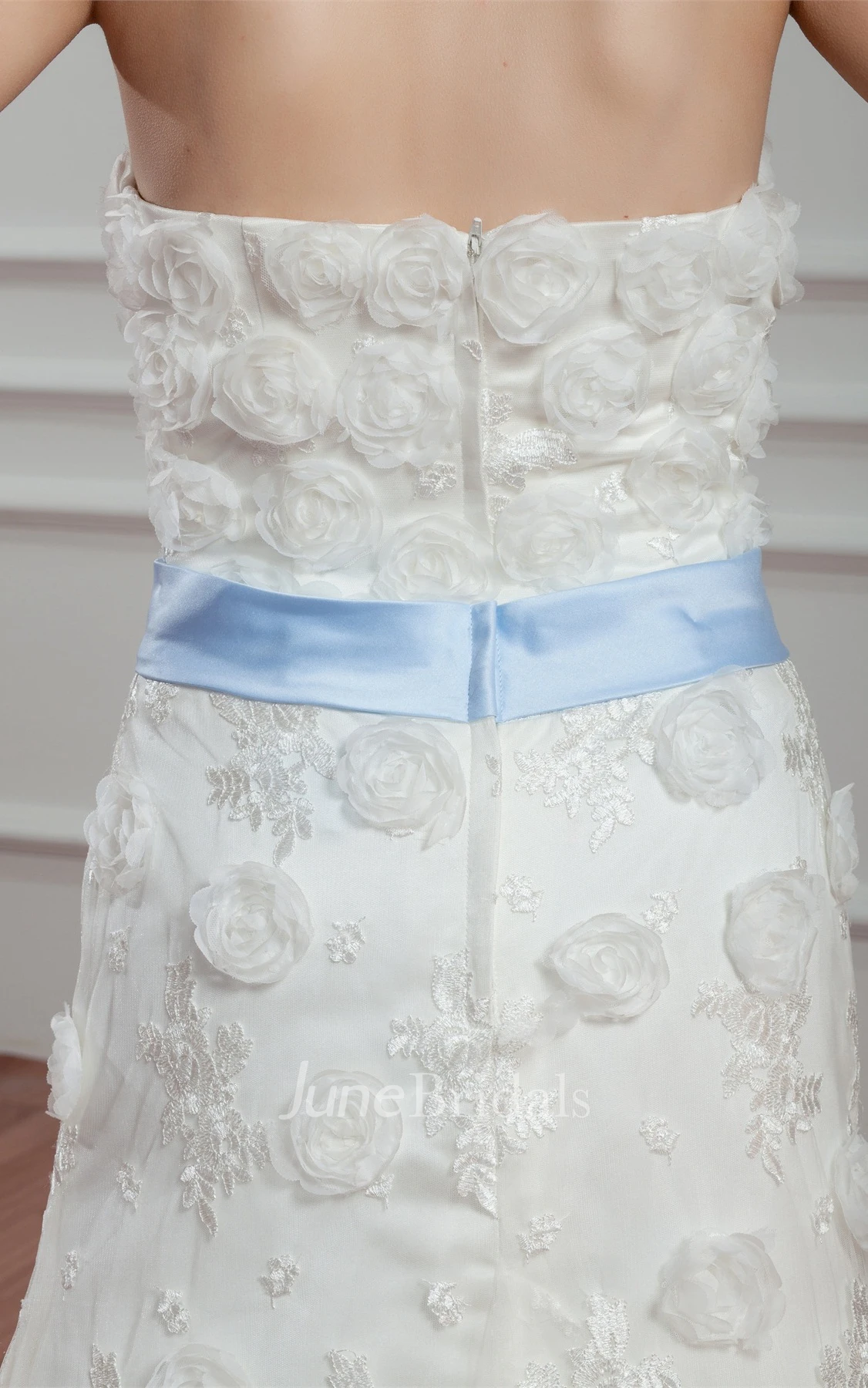 Floral Strapless A-Line Floor-Length Dress with Appliques