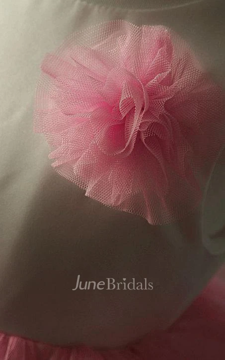 Ball Gown Lace Dress With Ruffles and Flower