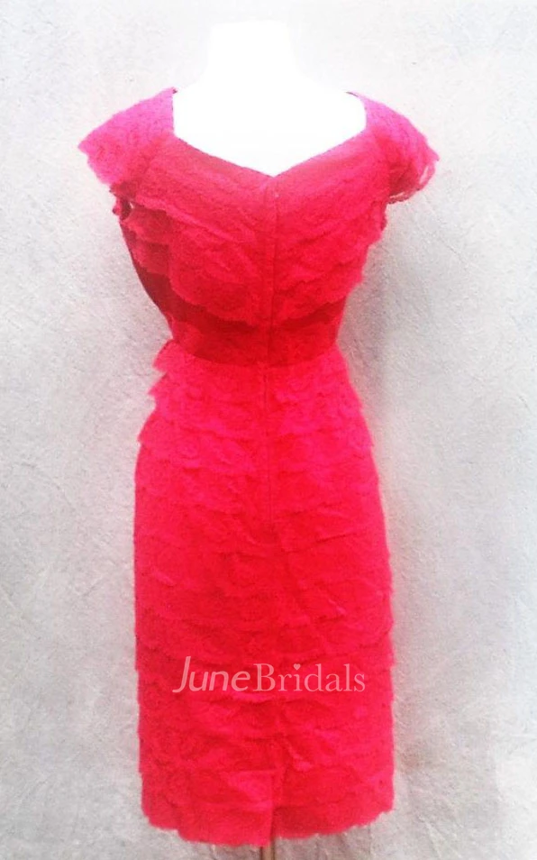 Vintage Cap-sleeved Empire Sneath Lace Dress