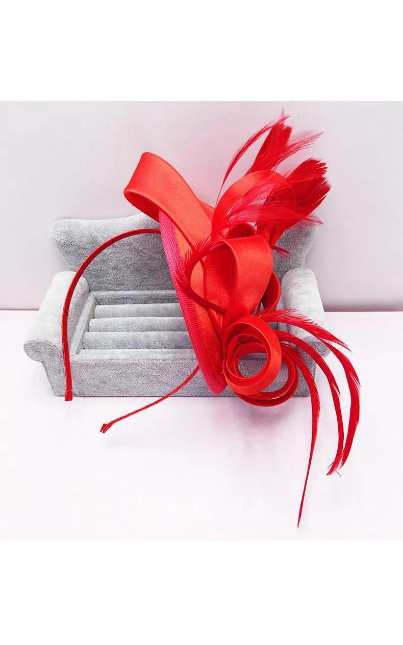 Original Europe And The United States Sapphire Blue Satin Hair Band Hair Band Bridal Wedding Dress Red Headdress