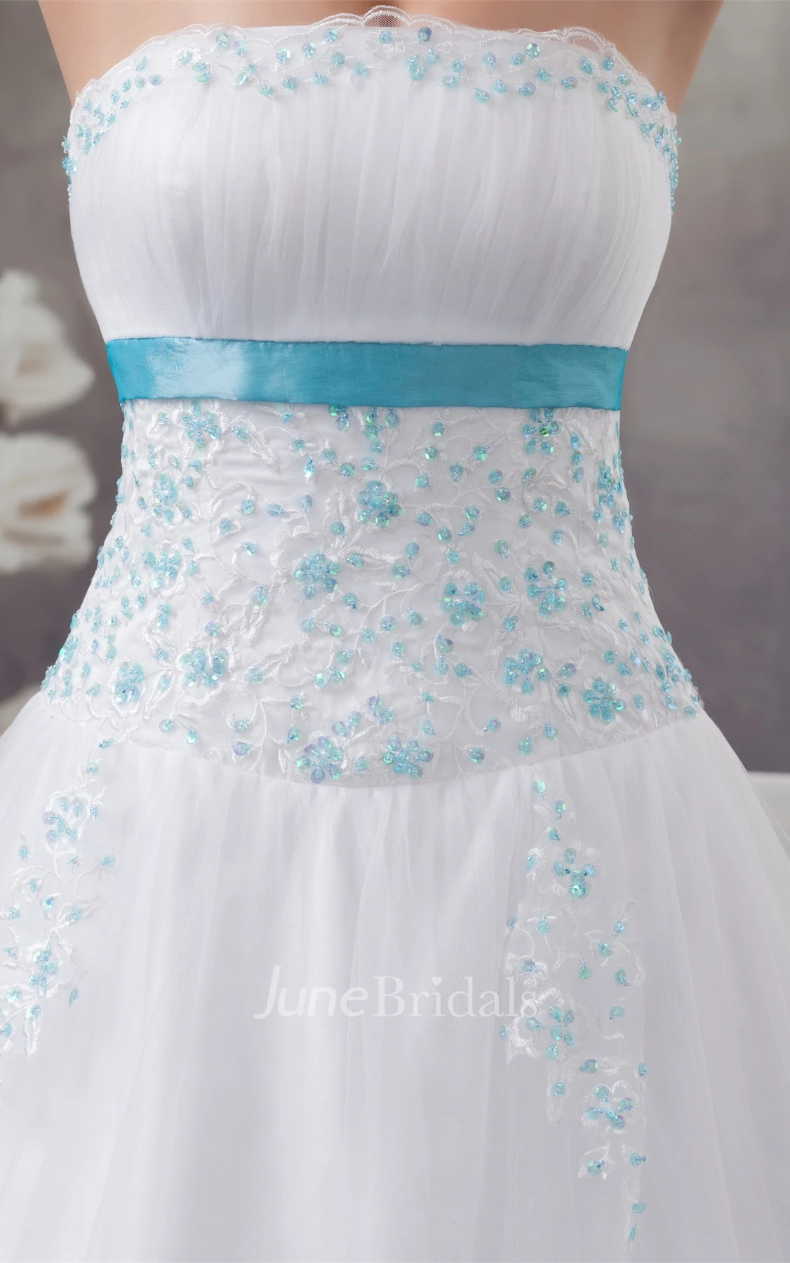 Strapless Tulle A-Line Dress with Appliques and Bolero