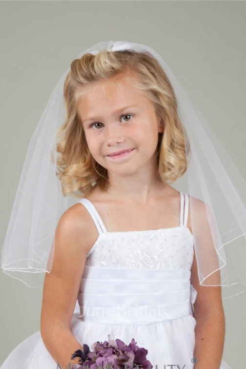 New Korean Simple Sweet Double Layers Flower Girl Veil
