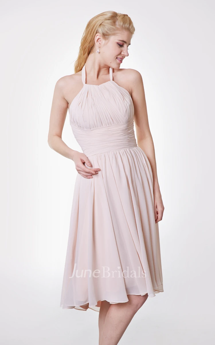 Halter Empire High Low Bridesmaid Dress