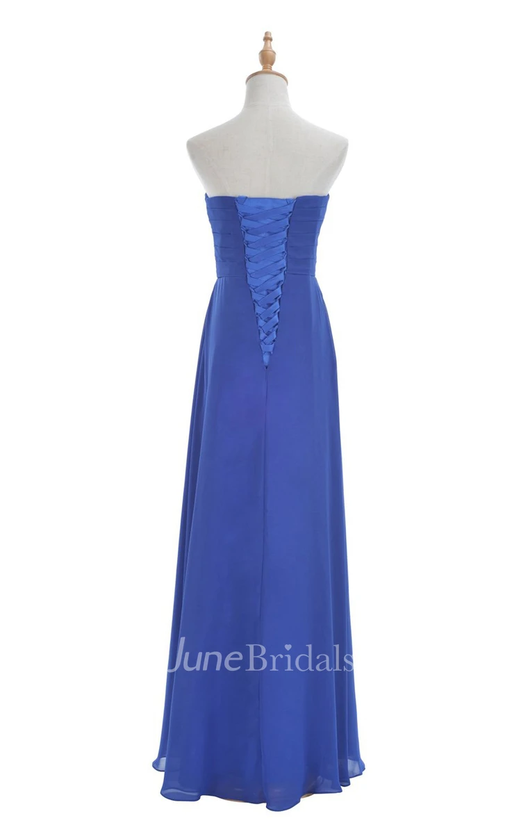 Strapless Ruched A-line Gown With Lace-up Back