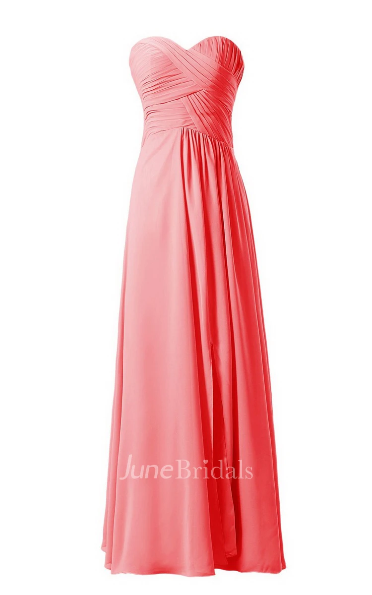 Chic Sweetheart Ruched A-line Gown With Zipper Back