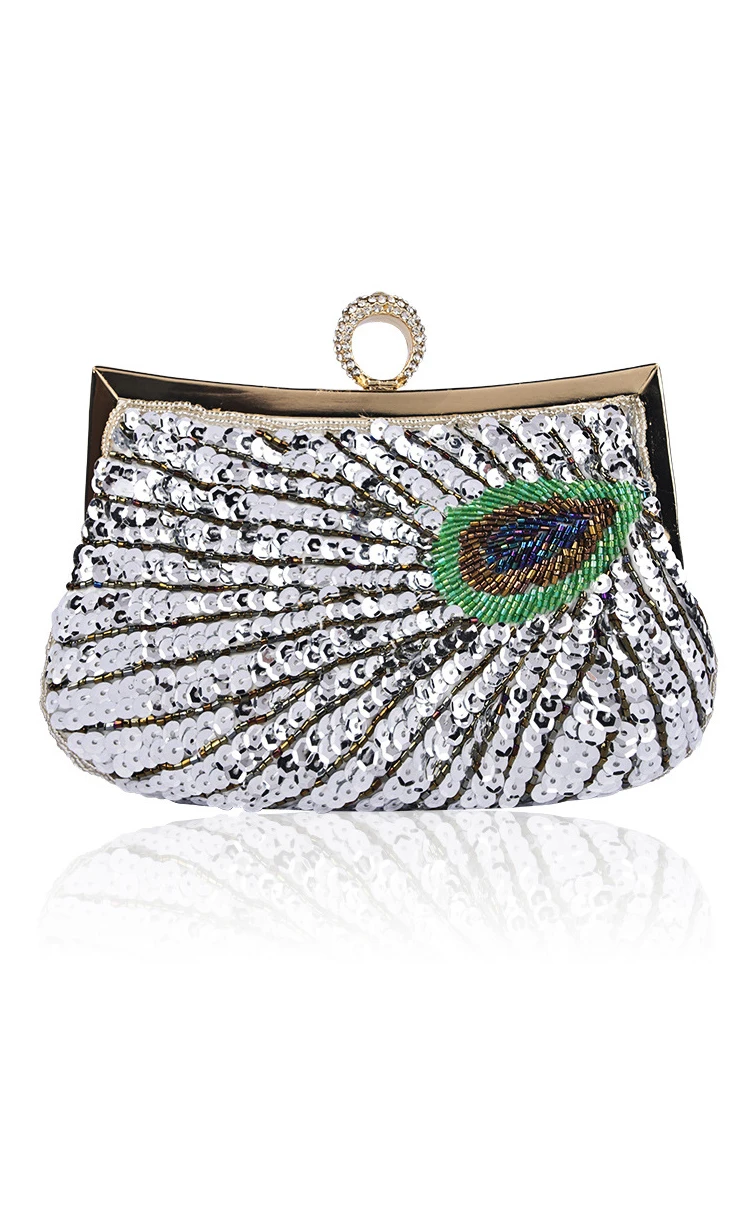 Sequin Peacock Clutch