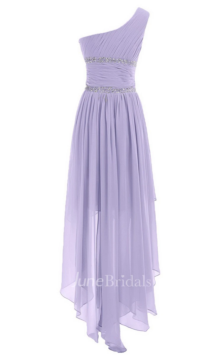 One-shoulder Asymmetrical Chiffon Dress With Sequins