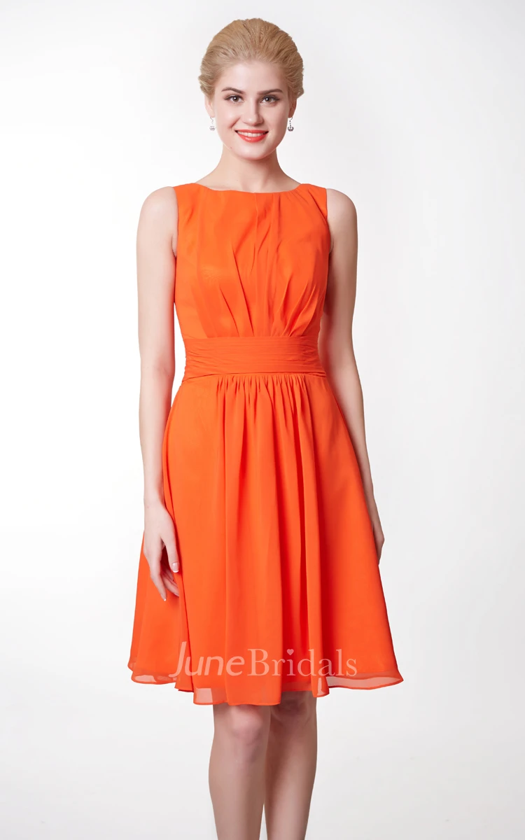 High Neck Chiffon Short Bridesmaid Dress with Keyhole Back